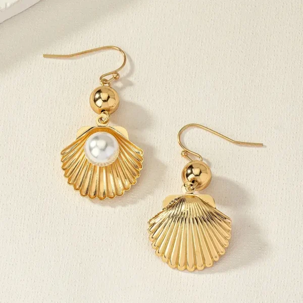 Aretes caracola y perla - Imagen 2