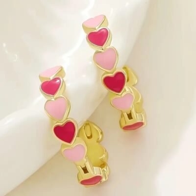 Argolla corazones rosa