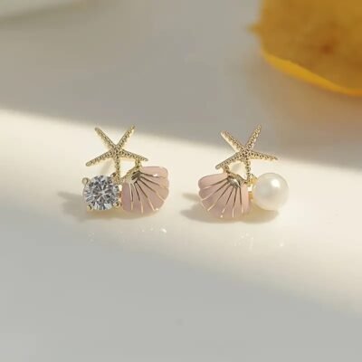 Aretes perla de concha