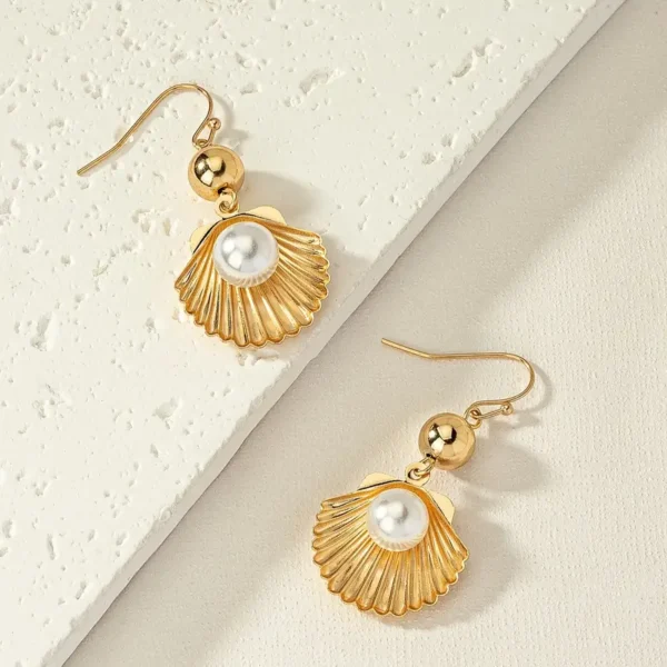 Aretes caracola y perla - Imagen 4