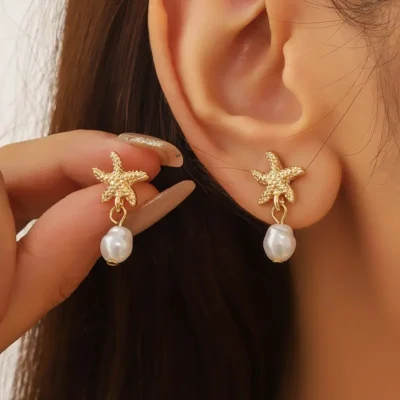 Aretes estrella y perla