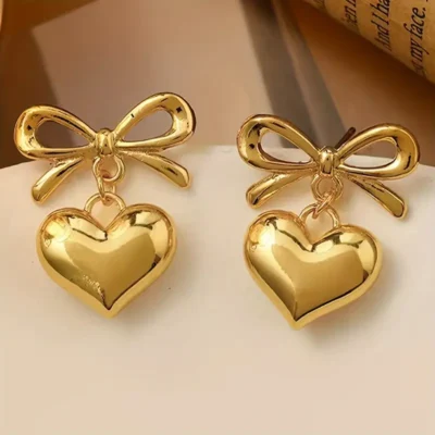 Aretes lazo y corazon
