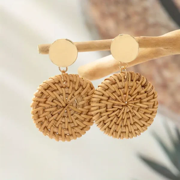 Aretes circulo tejido - Imagen 3