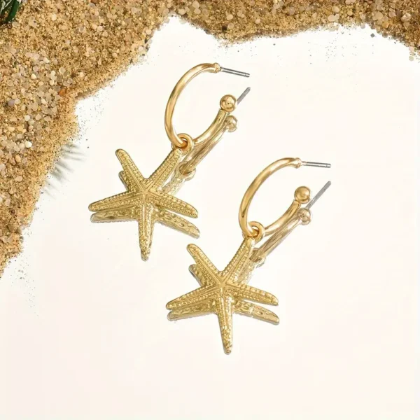 Aretes argolla y estrella - Imagen 4