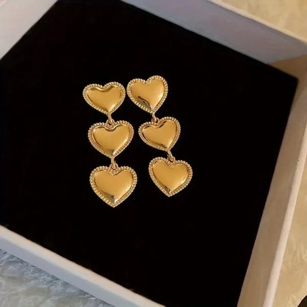 Aretes largos corazones - Imagen 2