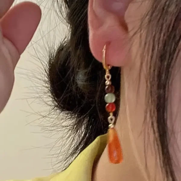 Aretes naranja bohemio - Imagen 2