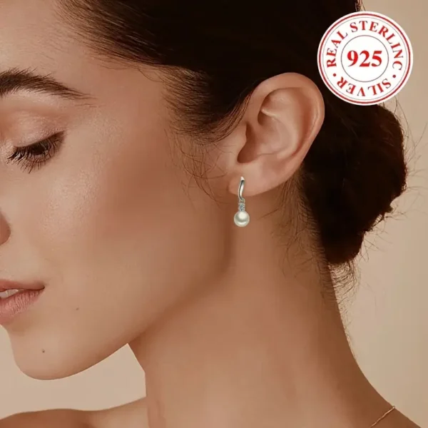 Aretes Perla Plata - Imagen 2