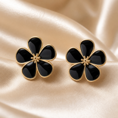 Aretes flor noir